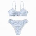 thumbnail image 1 of Godom Girls' 2 Piece Floral Print Knot Front Ruched Triangle Bikini Swimsuit,White, 1 of 6
