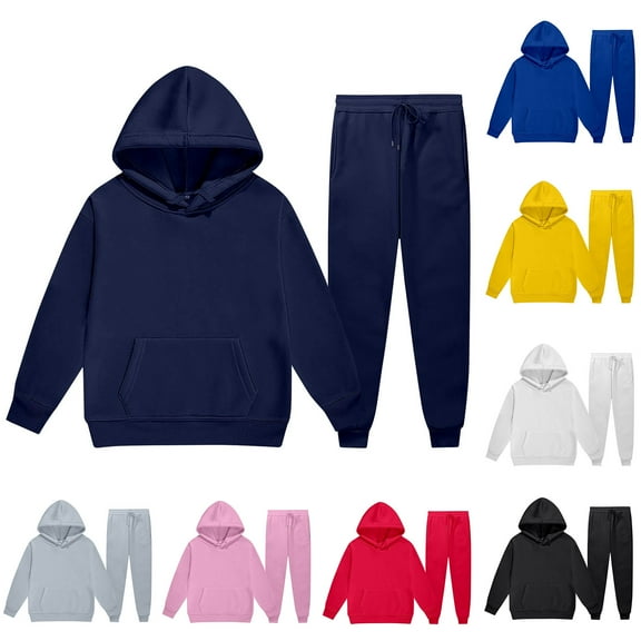 Godom Girls Boys 2 Piece Tracksuit Athletic Sweatsuits Sets Hooded Sweatshirt Jogger Sweatpants Clothing Set for Kids