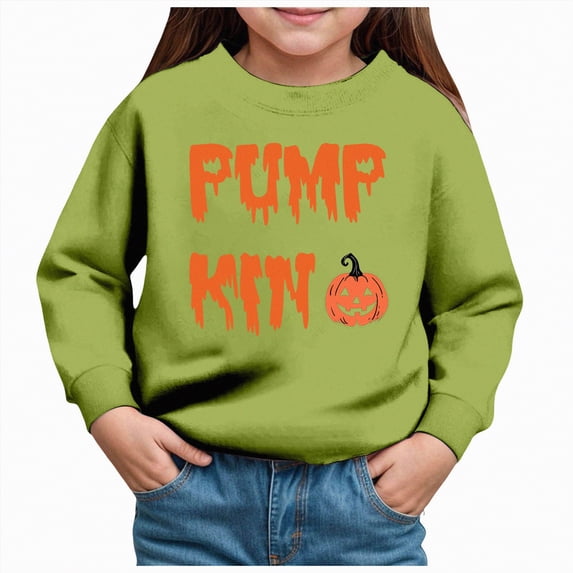 Godom Girls Casual Long Sleeve Sweatshirt Crew Neck Cute Halloween Print Pullover Relaxed Fit Tops