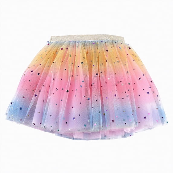 Godom Girls Denim Tutu Skirt 3T-10T Glitter Print Star Tulle Princess Party Dress,Pink