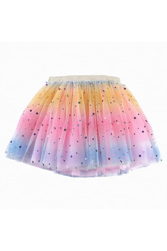 Girls Denim Tutu Skirt 3T-10T Glitter Print Star Tulle Princess Party Dress,Pink