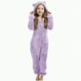thumbnail image 1 of Godom Girls Floral Print Long Sleeve Belted Pants Jumpsuit Kids Unisex Animal Jumpsuit,Light Purple, 1 of 4