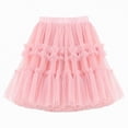 thumbnail image 1 of Godom Girls Flowy Tutu Skirt 2T-14T Layered Mesh Elastic Waist Midi Tulle Skirt Party Twirl Dress,Pink, 1 of 4