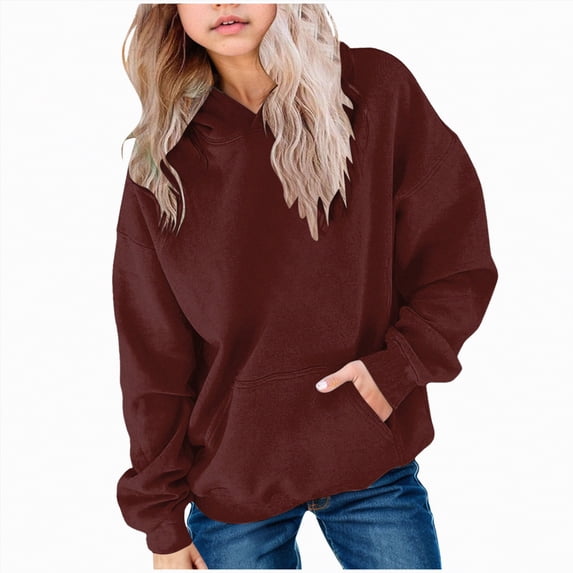 Godom Girls Gradient Hoodies Front Pockets- Fashion Casual Pullover Long Sleeve Kids Sweatshirt