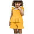 thumbnail image 1 of Godom Girls Outfit Short Cotton Ruffle Sleeve Tops Tees Shorts Clothing Set Two Piece Suit, 1 of 7