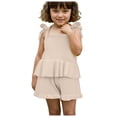 thumbnail image 1 of Godom Girls Outfit Summer Clothing Set Ruffle Tank Tops Shorts Cute Outfits to Big Kid Sizes, 1 of 7