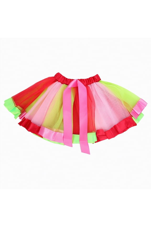 Girls Rainbow Ballet Tutu 1T-9T Layered Ruffle Tiered Tulle Dance Dress Princess Party Skirt,Red
