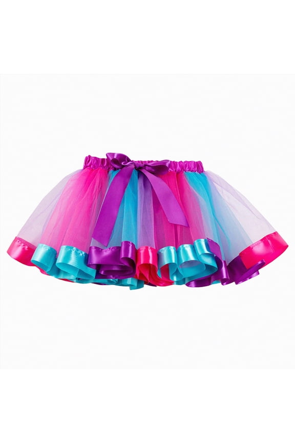 Girls Rainbow Tutu Skirt 2T-15T Mini Layered Colorful Ruffle Tiered Tulle Dance Dress,Purple