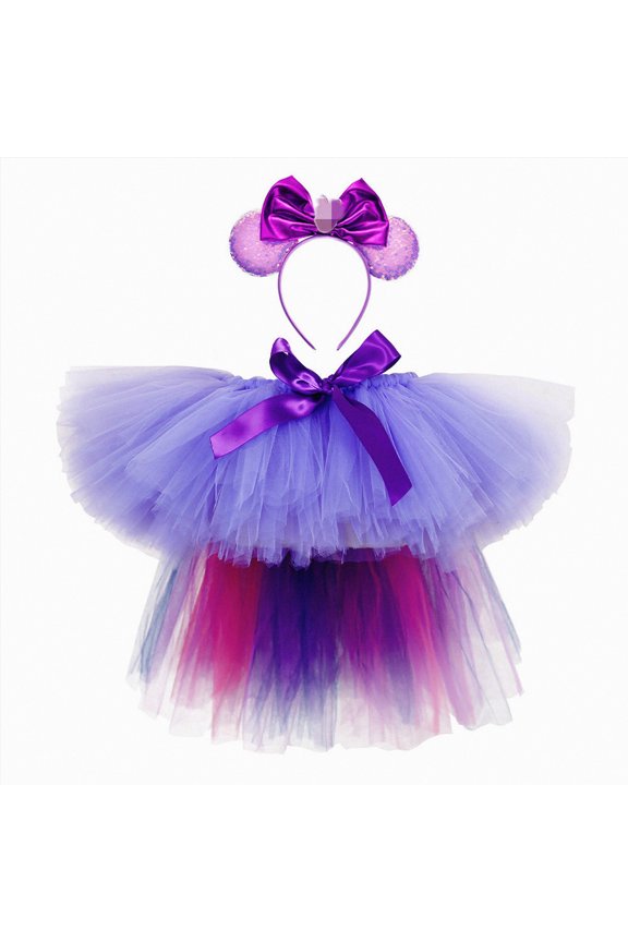 Girls Sequin Tutu Dress 1T-8T Layered Mesh Elastic Waist Skirt Party Birthday Cake Outfit,Purple
