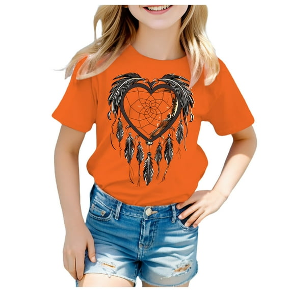 Godom Girls Shirts Short Sleeve Comfortable Cotton Tees for Kids Kids Tee Tops Girl Clothes