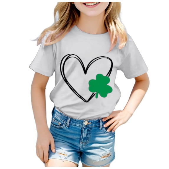 Godom Girls Shirts Short Sleeve Kids Crewneck T-Shirts Summer Tops