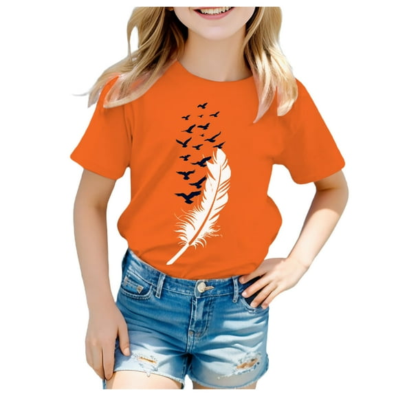 Godom Girls Shirts Short Sleeve Kids Loose Soft Tops Summer T Shirt