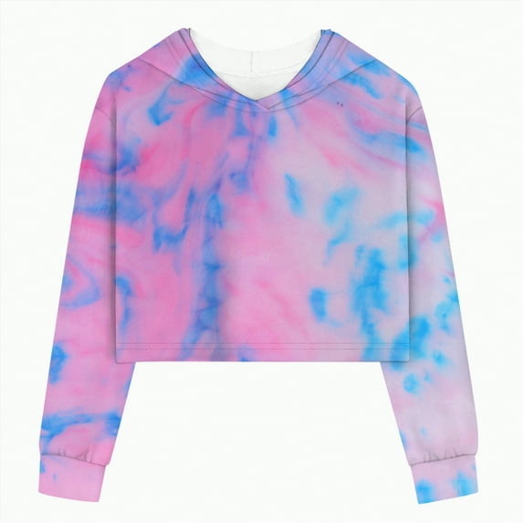 Godom Girls Shirts Size 14-16 Kids Girls Casual Loose Active Long Sleeves Hoodies Sweatshirts Hooded Short Pullover Tie Dye Teen Crop Tops Girls Tops