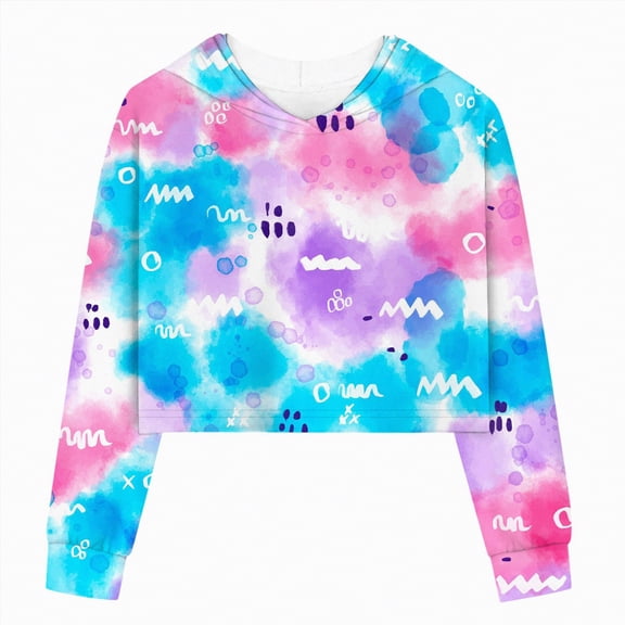 Godom Girls Shirts Size 14-16 Kids Girls Casual Loose Active Long Sleeves Hoodies Sweatshirts Hooded Short Pullover Tie Dye Teen Crop Tops Girls Tops