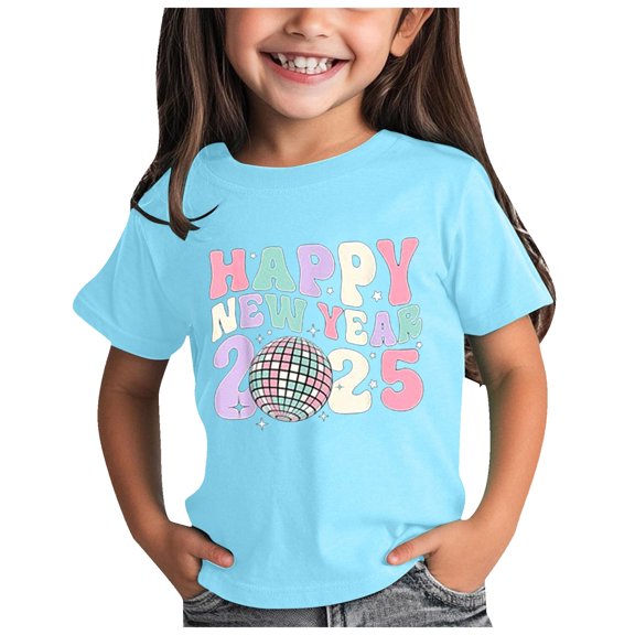 Godom Girls' Short Sleeve Shirts Crewneck Fashion Shirts Tee Summer Tops Basic Tees