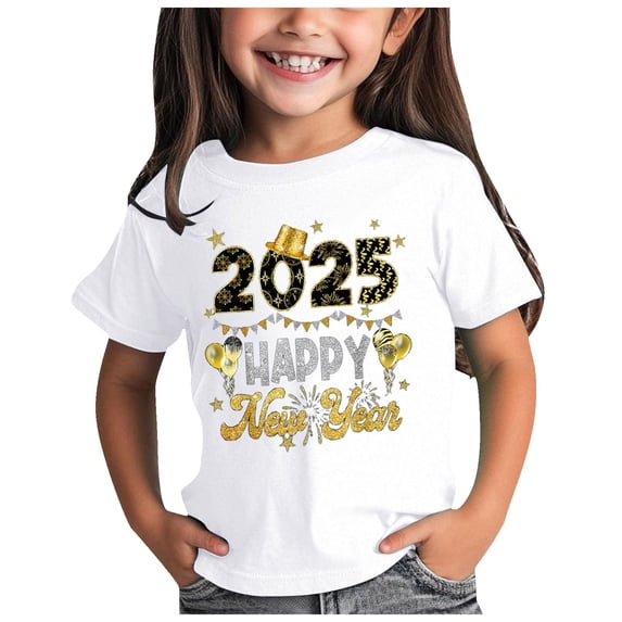 Godom Girls' Short Sleeve Shirts Kids Crewneck T-Shirts Cute Print Summer Blouse for Girls Tee Tops