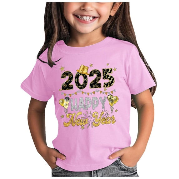 Godom Girls' Short Sleeve Shirts Round Neck Cotton T-Shirt Cute Print Summer Blouse for Girls Tee Tops