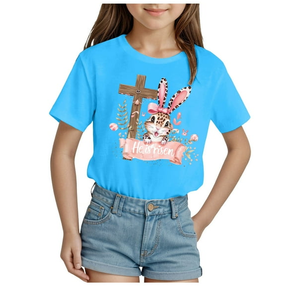 Godom Girls Short-Sleeve T-Shirt Comfortable Cotton Tees for Kids Girls' Summer T Shirts