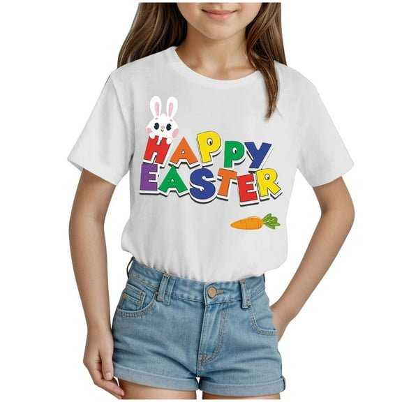 Godom Girls Short Sleeve T Shirts Crewneck Tees Girls' Summer T Shirts