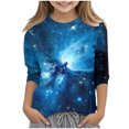 thumbnail image 1 of Godom Girls' Short Sleeve Tee Casual Crewneck Tops Kids Tee Tops Girl Clothes, 1 of 3