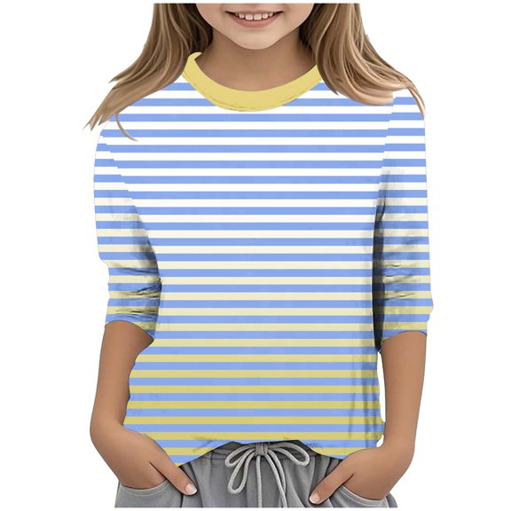 Godom Girls' Short Sleeve Tee Casual Daily Shirt for Kids Girls' Summer T Shirts