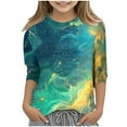 thumbnail image 1 of Godom Girls' Short Sleeve Tee Crewneck Fashion Shirts Tee Kids Summer Tops, 1 of 4