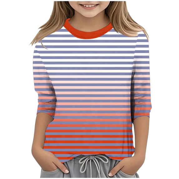 Godom Girls' Short Sleeve Tee Round Neck Solid Loose Basic Tees Summer Tops Basic Tees