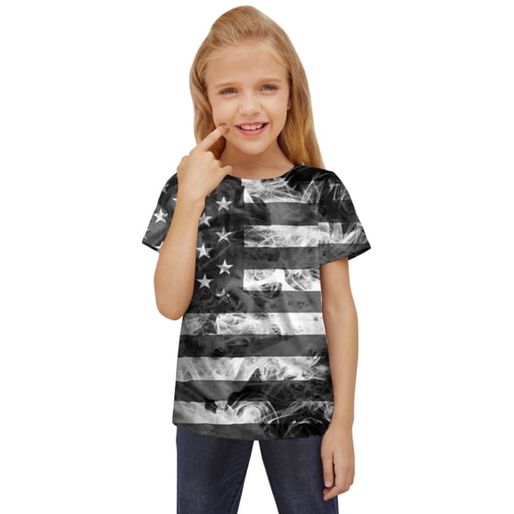 Godom Girls Short Sleeve Tshirts Kids Loose Soft Tops Cute Print Summer Blouse for Girls Tee Tops