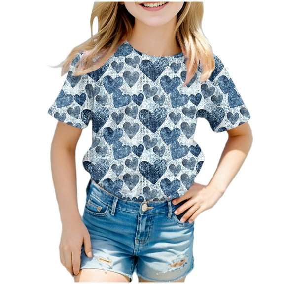 Godom Girls Super Soft Short Sleeve T-Shirts Comfortable Cotton Tees for Kids Girls Summer T Shirts