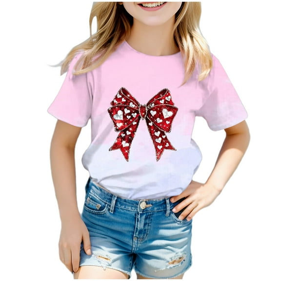 Godom Girls Super Soft Short Sleeve T-Shirts Crewneck Casual Tops Tees Blouses Girls Summer T Shirts