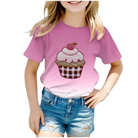 Godom Girls Super Soft Short Sleeve T-Shirts Crewneck Casual Tops Tees Blouses Kids Tshirts Clothes Summer Tops T-Shirt