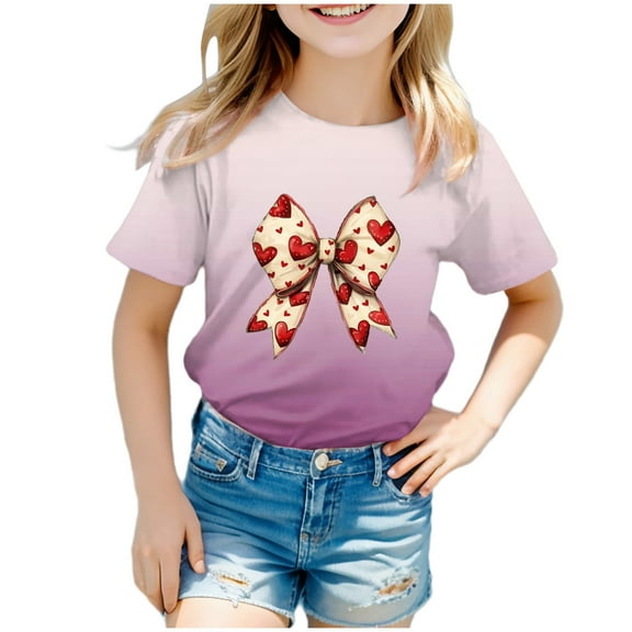Godom Girls Super Soft Short Sleeve T-Shirts Kids Crewneck T-Shirts Summer Cute T Shirts