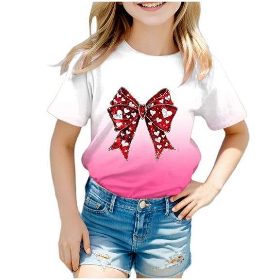 Godom Girls Super Soft Short Sleeve T-Shirts Kids Loose Soft Tops Kids Summer Tops