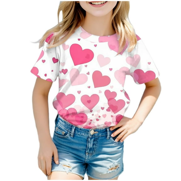 Godom Girls Super Soft Short Sleeve T-Shirts Round Neck Solid Loose Basic Tees Girls Summer Tops
