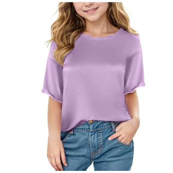 Godom Girls T Shirts Short Sleeve Crewneck T-Shirt Tee Kids Tshirts Clothes Summer Tops T-Shirt