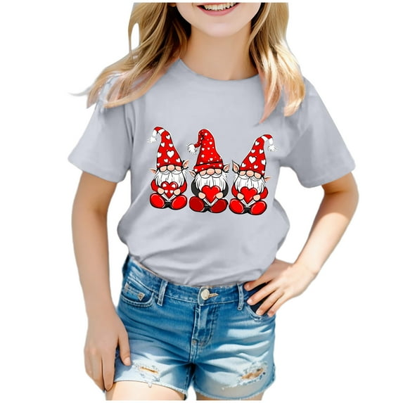 Godom Girls T Shirts Short Sleeve Round Neck Solid Loose Basic Tees Summer Cute T Shirts