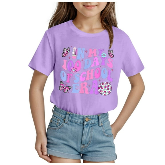Godom Girls Tee Shirt Short Sleeve Crewneck Tees Summer T Shirt