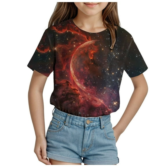 Godom Girls Tee Shirt Short Sleeve Graphic Cotton Summer Tee Tops