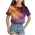 thumbnail image 1 of Godom Girls Tee Shirt Short Sleeve Round Neck Solid Loose Basic Tees Girls Summer Tops, 1 of 4