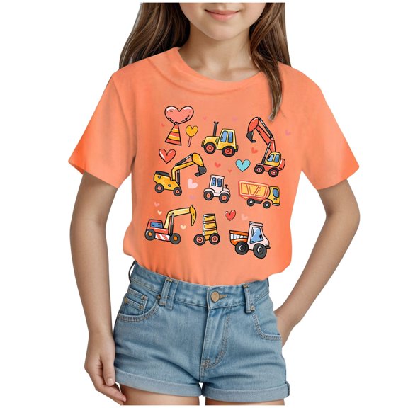 Godom Girls' Tees Short Sleeve Casual Crewneck Basic Tees Girls Summer T Shirts