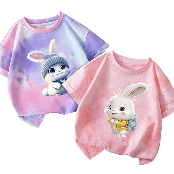 Godom Girls Toddler Short Sleeve T-Shirts Casual Solid Plain Tees Summer T Shirt