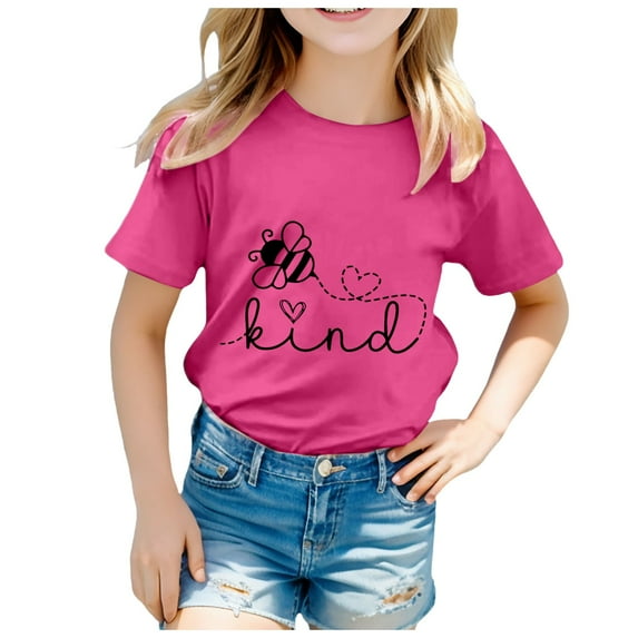 Godom Girls Toddler Short Sleeve T-Shirts Fashion Crewneck Tops Kids Summer Fashion Tops Tees