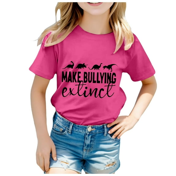 Godom Girls Toddler Short Sleeve T-Shirts Round Neck Solid Loose Basic Tees Summer Tee Tops