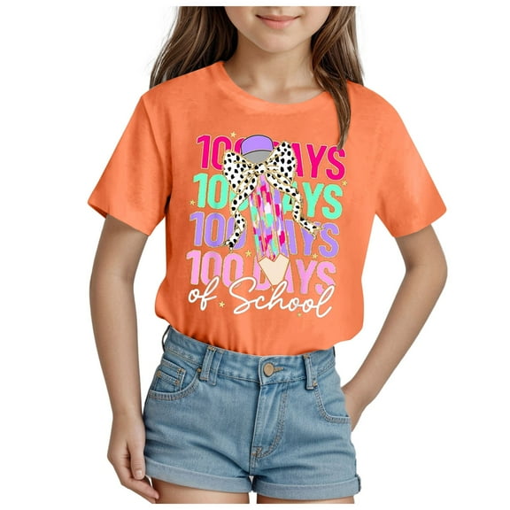 Godom Girls Toddlers Short-Sleeve T-Shirt Tops Crewneck Cute Casual Tops Girls Summer T Shirts