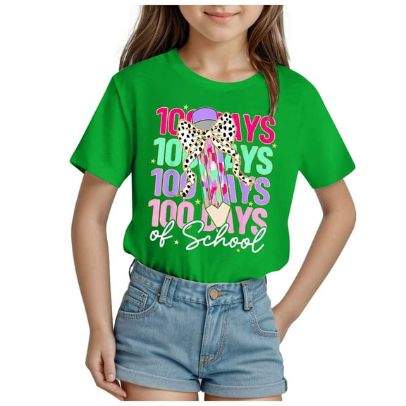 Godom Girls Toddlers Short-Sleeve T-Shirt Tops Crewneck Cute Casual Tops Girls Summer Tops