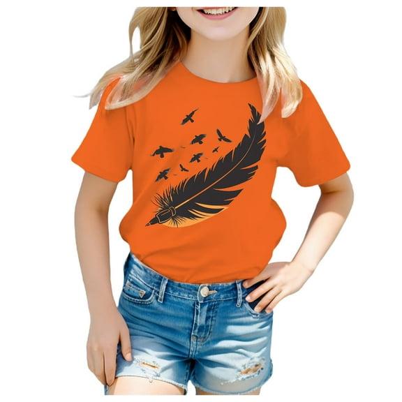 Godom Girls Tops Fashionable Short Sleeve T-Shirt Cotton Tees Kids Summer Tops