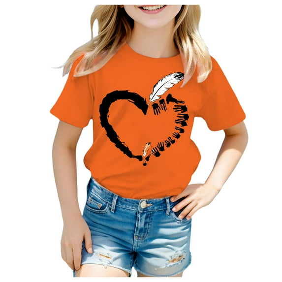 Godom Girls Tops Fashionable Short Sleeve T-Shirt Crewneck Tees Cute Print Summer Blouse for Girls Tee Tops