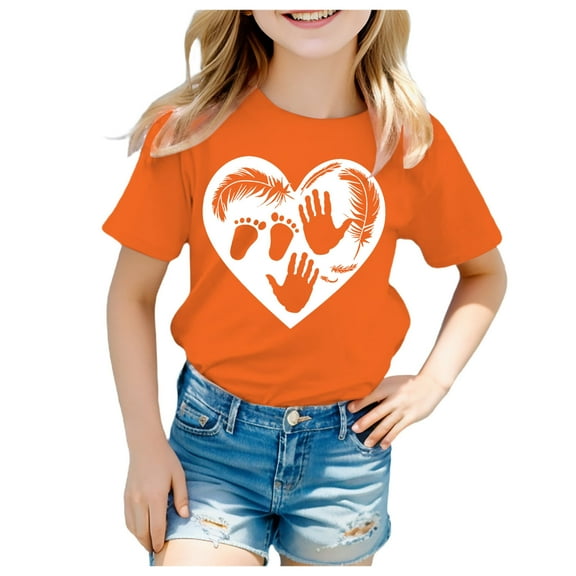 Godom Girls Tops Fashionable Short Sleeve T-Shirt Crewneck Tees Kids Tshirts Clothes Summer Tops T-Shirt