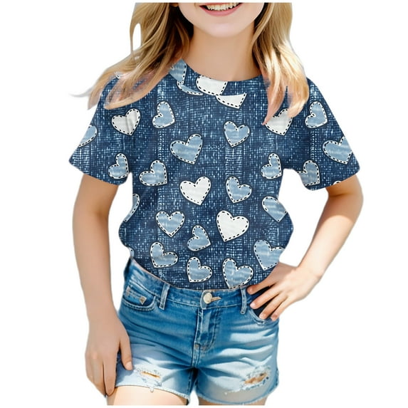 Godom Girls Tops Short Sleeve Cotton Tees Kids Tee Tops Girl Clothes