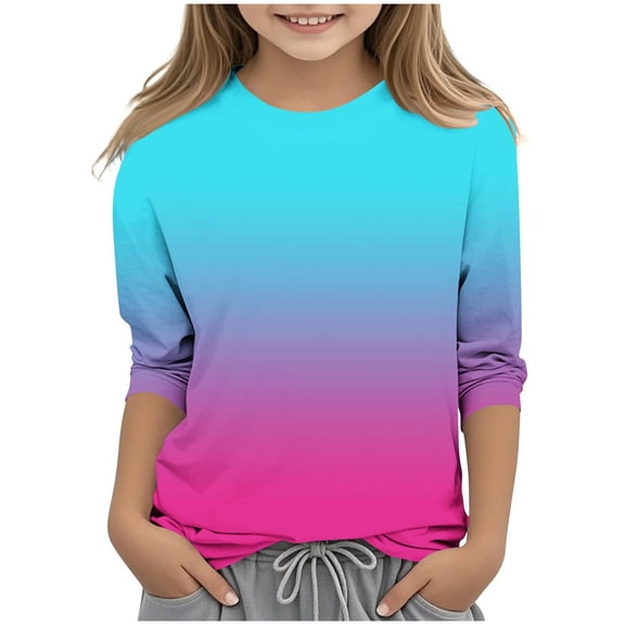 Godom Girls Tops Short Sleeve Crewneck Casual Tops Tees Blouses Cute Print Summer Blouse for Girls Tee Tops